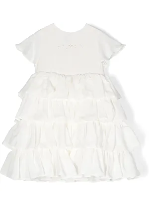 Balmain Logo-embroidered ruffled dress set