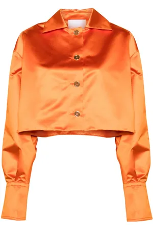 Patou Cropped satin shirt jacket