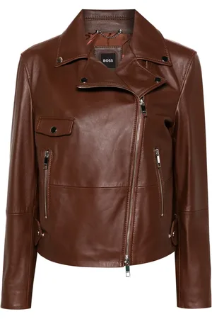 HUGO BOSS Double-breasted leather biker jacket