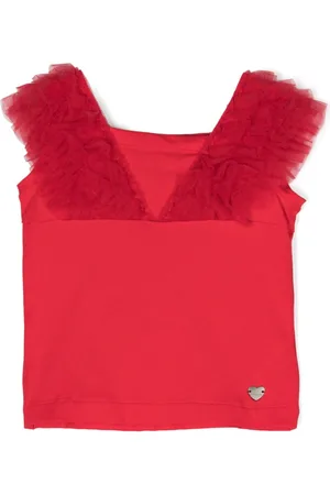 MONNALISA Logo-plaque V-neck tank top
