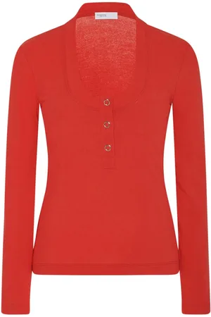 ROSETTA GETTY Henley ribbed-knit top
