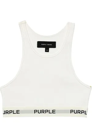 Purple Brand Logo-tape cropped top