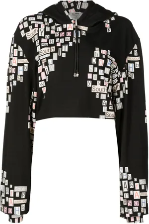 AMIR SLAMA Text-print cropped hoodie