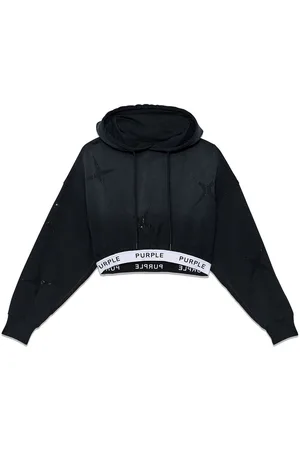 Purple Brand Logo-tape cotton hoodie