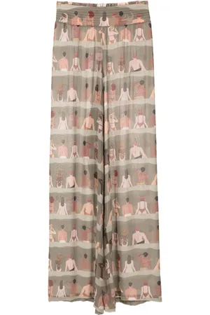 AMIR SLAMA Graphic-print silk trousers