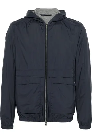 HERNO Logo-engraved hooded bomber jacket