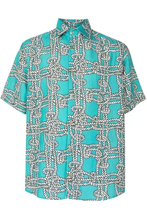 AMIR SLAMA Knot-print linen-blend shirt