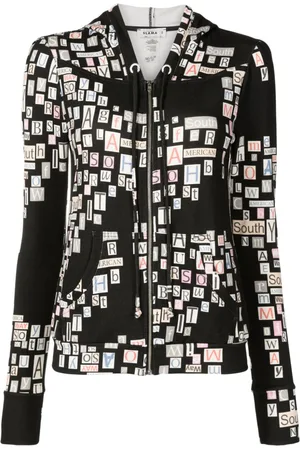 AMIR SLAMA Text-print zip-up hoodie