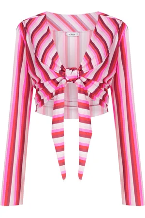 AMIR SLAMA Stripe-print tied crop top