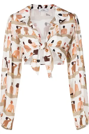 AMIR SLAMA Graphic-print cropped blouse