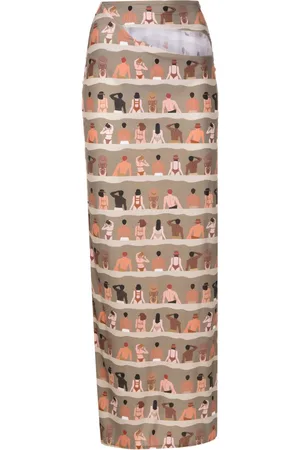 AMIR SLAMA Swimmer-print cut-out maxi skirt