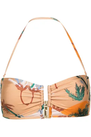 RAQUEL DINIZ Palm tree-print bikini top