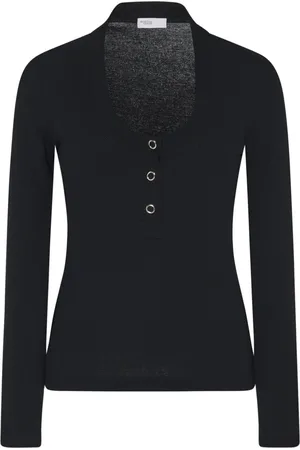 ROSETTA GETTY Henley ribbed-knit top