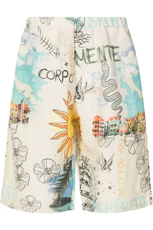 AMIR SLAMA Graphic-print elastic-waist shorts