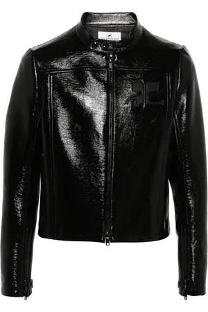 Courrèges Logo-appliqué high-shine jacket