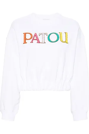 Patou Flocked-logo cropped sweatshirt