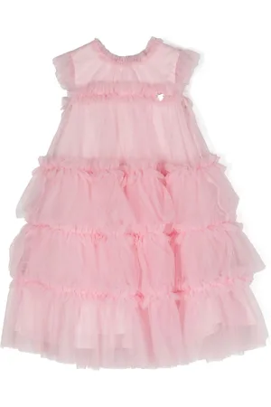 MONNALISA Ruffled tulle-overlay dress