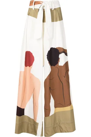 AMIR SLAMA Graphic-print cotton palazzo pants