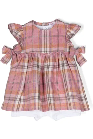 Il gufo Plaid-check cotton babygrow set