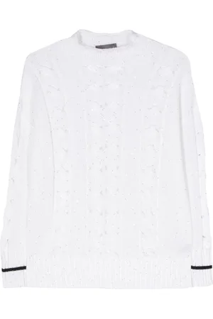 LORENA ANTONIAZZI Sequin-embellished cable-knit jumper