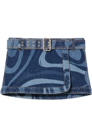 Puccini Marmo-print denim miniskirt