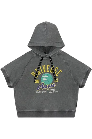 A Bathing Ape Logo-appliqué short-sleeve hoodie