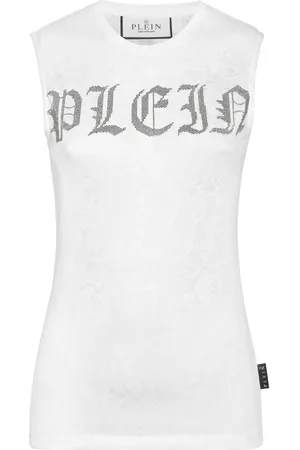 Philipp Plein Crystal-embellished logo-print tank top
