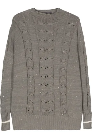 LORENA ANTONIAZZI Sequin-embellished cable-knit jumper