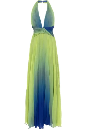 BLANCA Gradient-effect halterneck dress
