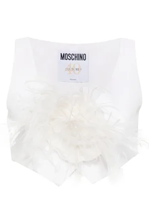 Moschino Floral-brooch cropped waistcoat