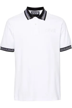 VERSACE Logo-embroidered cotton polo shirt