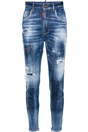 Dsquared2 Paint-splatter distressed tapered jeans