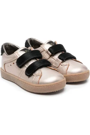 PèPè Touch-strap metallic leather sneakers
