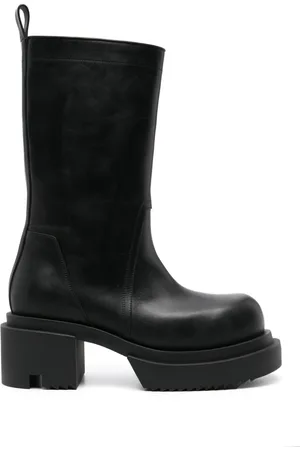 Rick Owens Mid-calf leather plaform boots