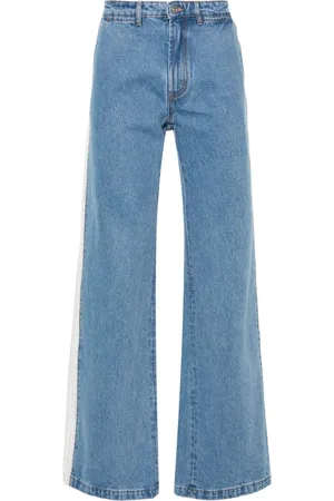 WALES BONNER Crochet-panel wide-leg jeans