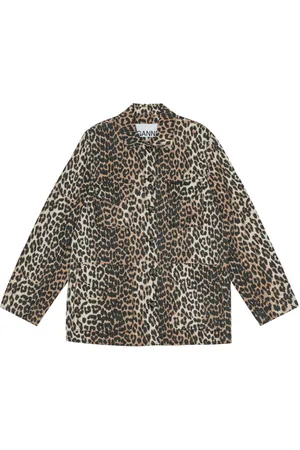 Ganni Leopard-print canvas shirt jacket