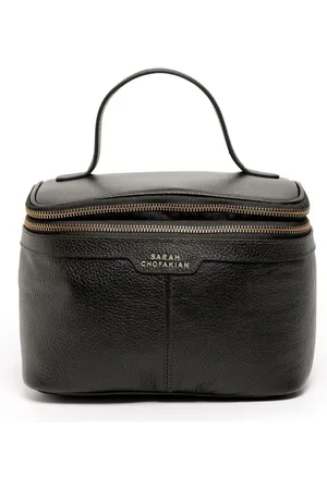 Sarah Chofakian Logo-print leather make up bag