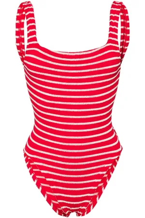 Hunza G Candy-stripe crinkled swimsuit