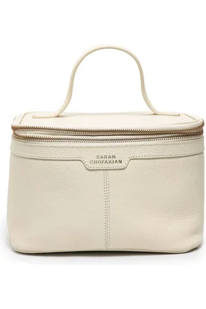 Sarah Chofakian Logo-print leather make up bag