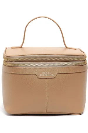 Sarah Chofakian Logo-print leather make up bag