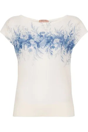 Twin-Set Floral-print ribbed top