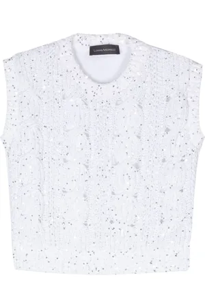 LORENA ANTONIAZZI Sequin-embellished knitted tank top