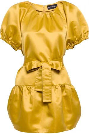 Cynthia Rowley Puff-sleeve tulip-satin mini dress