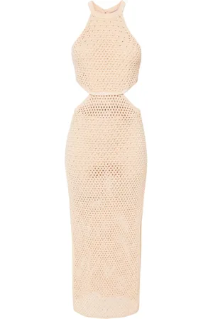 Twin-Set Rhinestone open-knit maxi dress