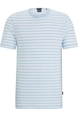HUGO BOSS Striped cotton-linen T-shirt