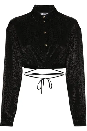 Roberto Cavalli Monogram jacquard cropped blouse
