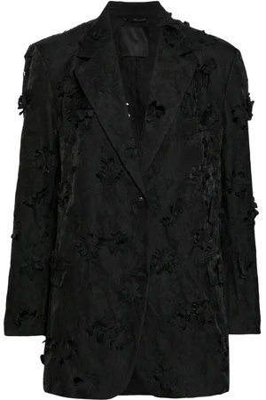 JNBY Floral-appliqué single-breasted blazer