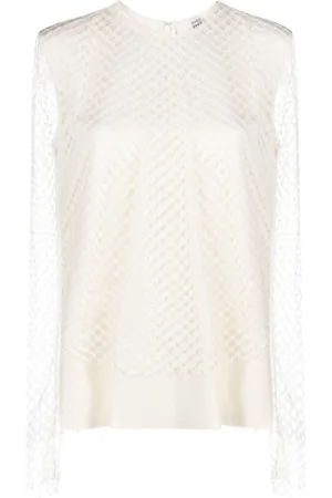 Totême Raw-cut mesh-design longsleeved top