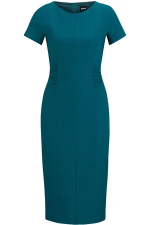 HUGO BOSS Short-sleeve ruched midi dress