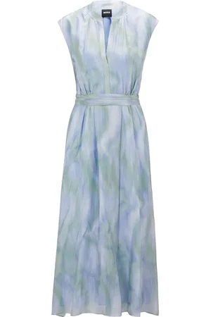 HUGO BOSS Striped silk midi skirt
